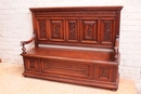 Renaissance style Hall bench in Walnut, France 19th century