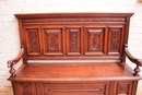 Renaissance style Hall bench in Walnut, France 19th century