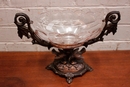 Black forest style Fruit bowl in walnut and glass, France 19th century