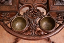 Black forest style Smoker table in Walnut, France 19th century