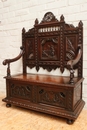 Breton style Hall bench in Chestnut, France 19th century