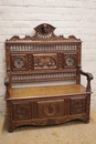 Breton style Hall bench in oak, France 1900