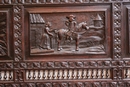 Breton style Hall bench in chestnut, France 1900