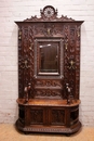 Breton style Hall bench/hall tree in chestnut, France 19th century