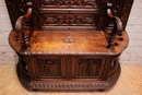 Breton style Hall bench/hall tree in chestnut, France 19th century