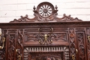 Breton style Hall bench/hall tree in chestnut, France 19th century