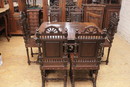 Breton style Table and chairs in Oak, France 19th century