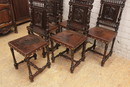 Breton style Table and chairs in Oak, France 19th century