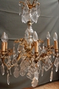 style Chandelier in bronze & crystal, Belgium 1920