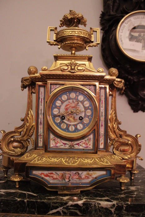 Bronze clock with Sevre porcelain