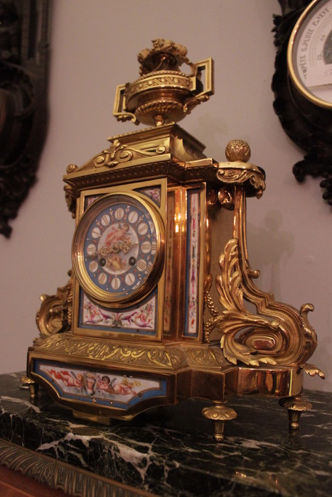 Bronze clock with Sevre porcelain