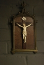 Gothic style Christ  in bronze and ivory, France 19th century
