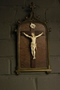 Gothic style Christ  in bronze and ivory, France 19th century