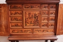 style Cabinet in walnut and inlay 19th century