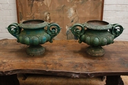 Cast iron garden urns