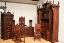 style Exceptional 10pc monumental gothic walnut office set