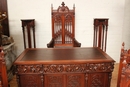 style Exceptional 10pc monumental gothic walnut office set