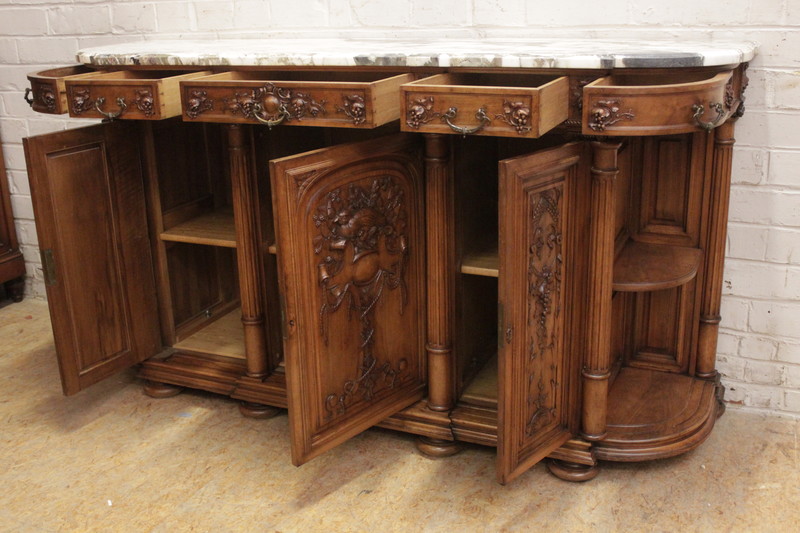 Exceptional 15 pc walnut dinning set signed Grieneisen Villeurbanne