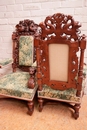 Renaissance style Sofa set in Walnut, France 19th century