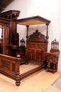 Renaissance style Bedroom in Walnut, France 19th century