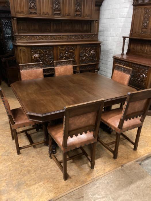 Exceptional gothic dinning set in walnut