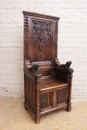 Gothic style Hall bench in Walnut, France 19th century