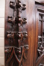 Gothic style Hall bench in Walnut, France 19th century