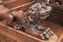 Gothic style Hall bench in Walnut, France 19th century