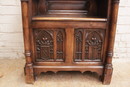 Gothic style Hall bench in Walnut, France 19th century