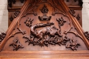 Gothic style Fire mantle in Walnut, France 19th century