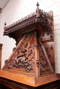 Gothic style Fire mantle in Walnut, France 19th century