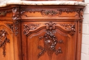 Louis XV style Sideboard in walnut and marble, France 19th century