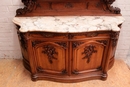 Louis XV style Sideboard in walnut and marble, France 19th century