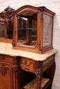 Louis XV style Cabinet and server in walnut and marble, France 19th century