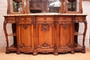 Louis XV style Cabinet and server in walnut and marble, France 19th century