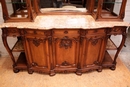 Louis XV style Cabinet and server in walnut and marble, France 19th century