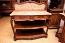 Louis XV style Cabinet and server in walnut and marble, France 19th century