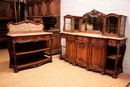 Louis XV style Cabinet and server in walnut and marble, France 19th century