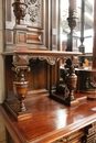 Renaissance style Cabinet in walnut & porecelain, France 19th century