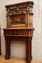 Gothic style Fire mantle in Walnut, France 19th century