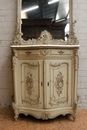 Louis XV style Cabinet and mirror in paint wood, France 19th century