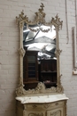 Louis XV style Cabinet and mirror in paint wood, France 19th century