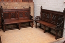 Gothic style Benches in Oak, France 19th century