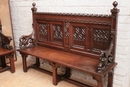 Gothic style Benches in Oak, France 19th century