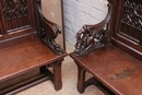 Gothic style Benches in Oak, France 19th century