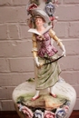Romantic style Ili lamps porcelain in Porecelain and cupper, Belgium 19th century