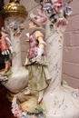 Romantic style Ili lamps porcelain in Porecelain and cupper, Belgium 19th century