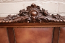 Regency style Hall benches in Walnut and leather, France 19th century