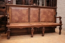 Regency style Hall benches in Walnut and leather, France 19th century