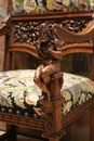 Renaissance style Arm chairs in Walnut, France 19th century